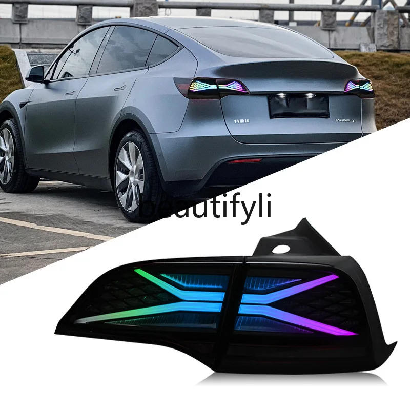 

Suitable for Model 3 Tail Light Assembly Y Modified RGB Colorful Driving Light Flowing Turn Signal Light