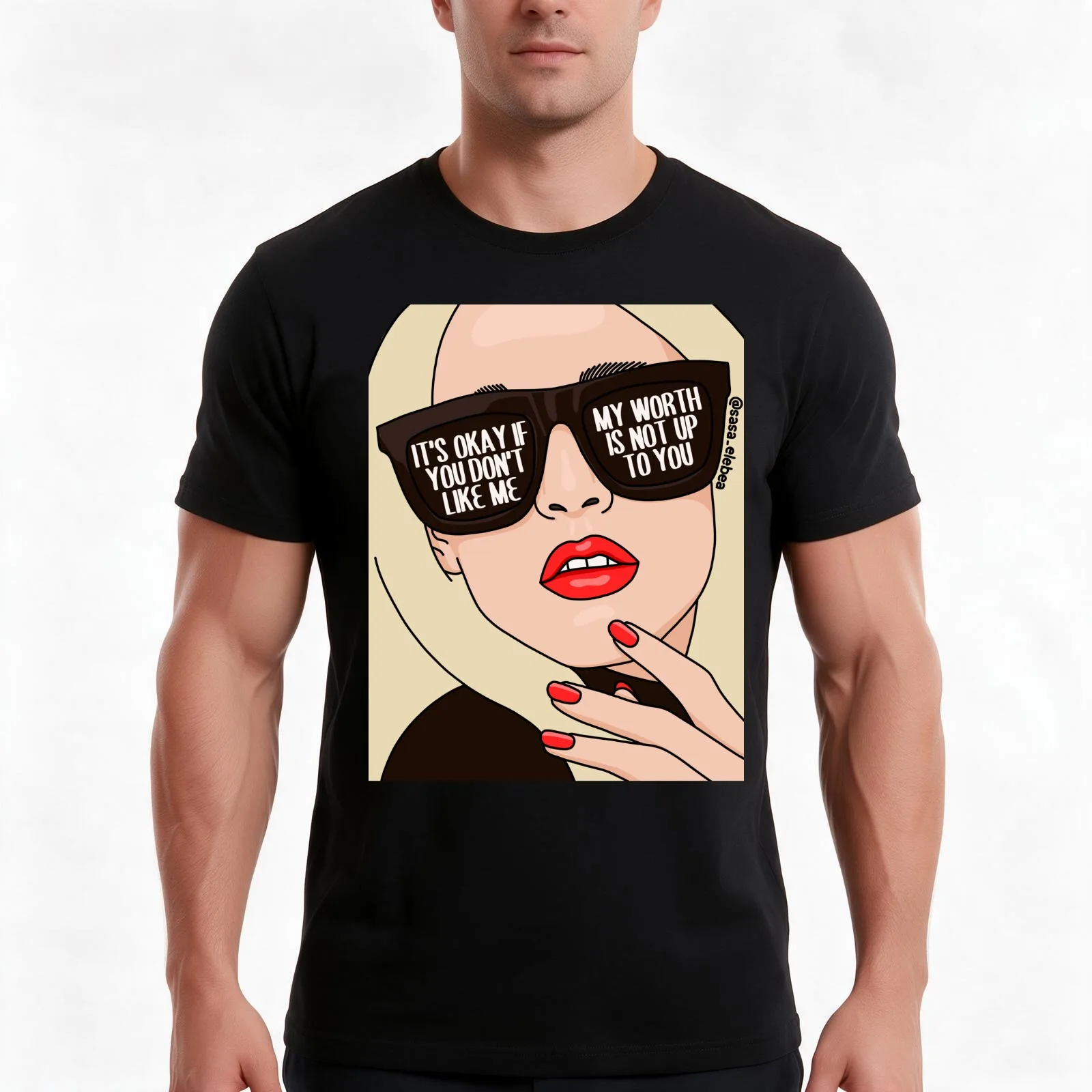 Worth by Sasa Elebea T-Shirt, Summer Casual Cotton Tee, Oversized Streetwear Tops, Vintage Graphic Print, Loose Fit Short Sleeve