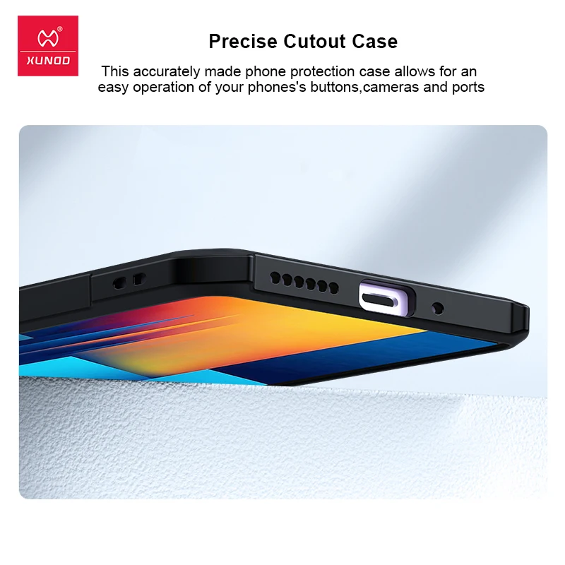Xundd dla POCO M6 Pro 4G Case, poduszka powietrzna odporna na wstrząsy obudowa zderzaka ochrona obiektywu TPU + akrylowa tylna przezroczysta pokrywa dla POCO M6 Pro