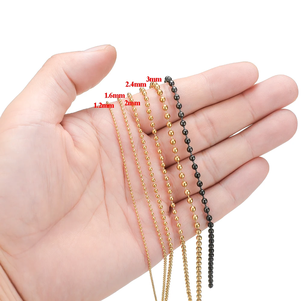 1 Meter Edelstahlperlen 1,5mm/2mm/2,5mm/3mm Kugelketten für Schlüsselanhänger, Schmuckherstellung, DIY-Halsketten und Armbänder – Detail 4