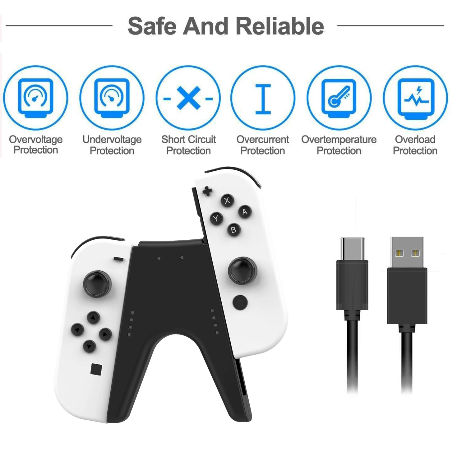 HIGOPLAY 2 Trong 1 V Hình Sạc Cầm Nắm Với Loại-C Củ Sạc USB Dành Cho Máy Nintendo Switch Oled Joycon bộ Điều Khiển Trò Chơi Cầm Bracke