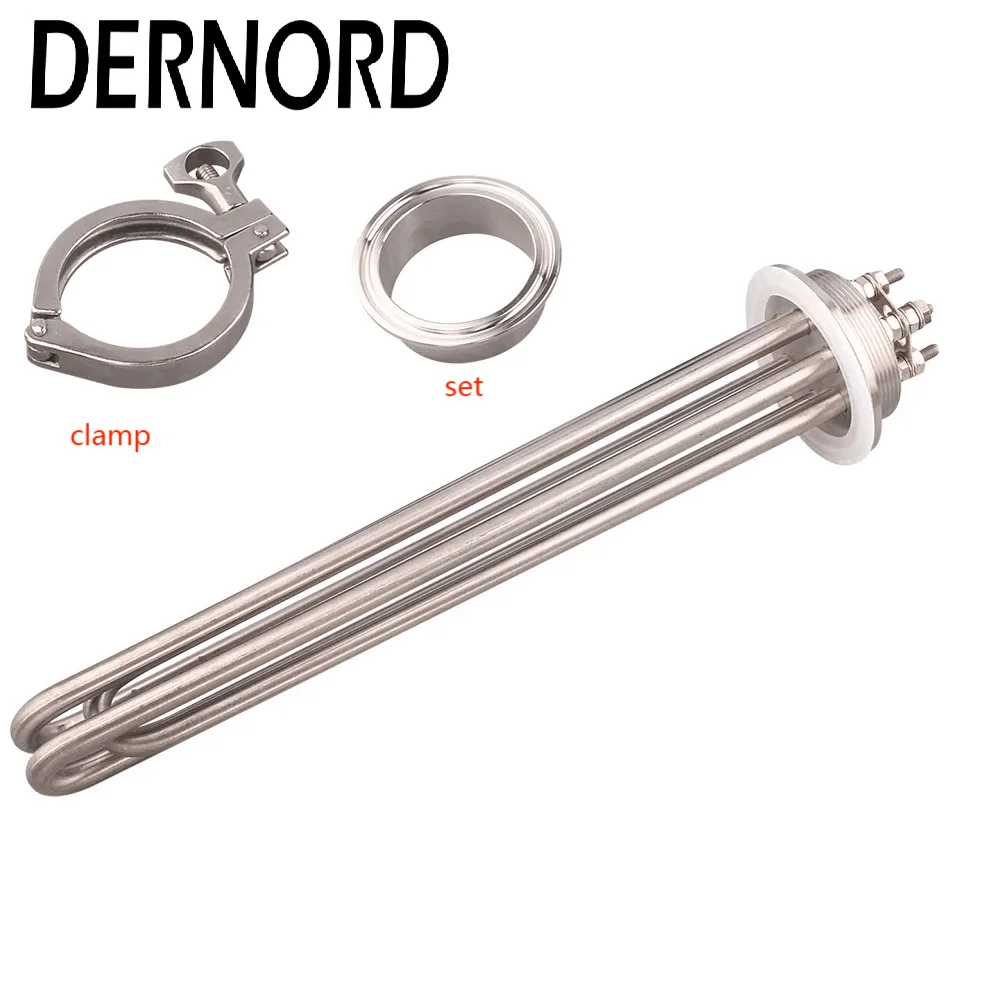 DERNORD Heating Element 3kw 2inches Tri Clamp 220V 380V Immersion Electric Resistance Heater for Brewery /Distillery /Water Tank