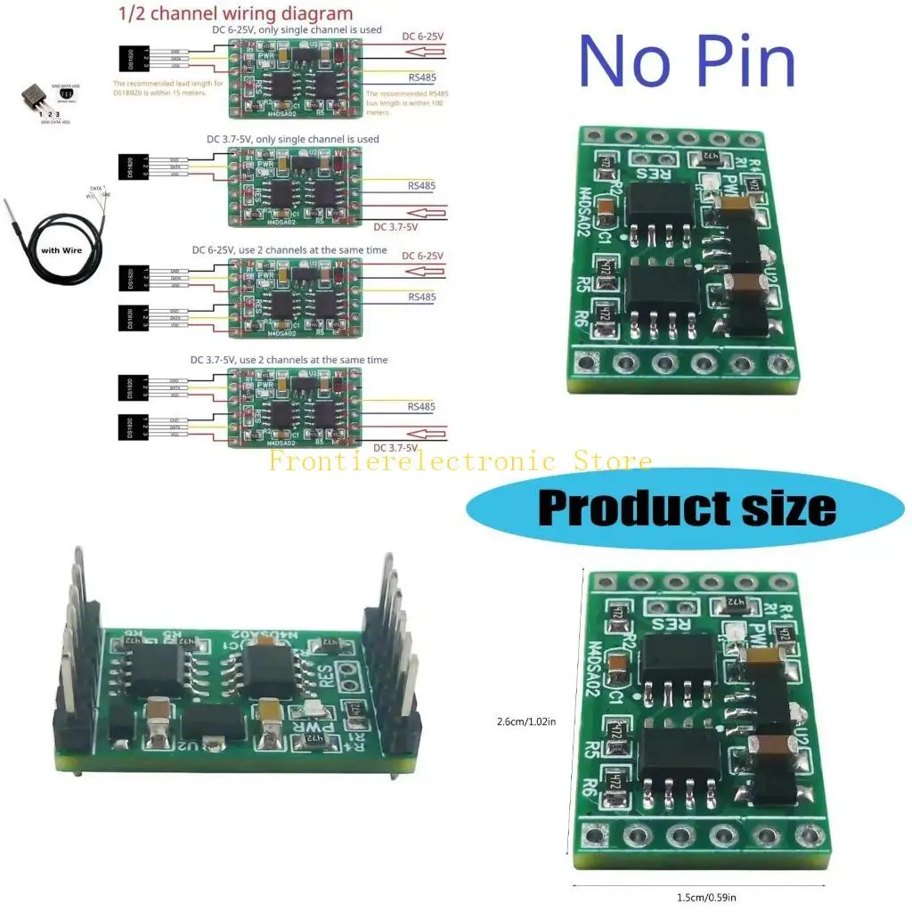 

G8DB 55-125 ℃ DS18B20 Датчики 1-2CH RS485 Цифровой модуль сбора температуры