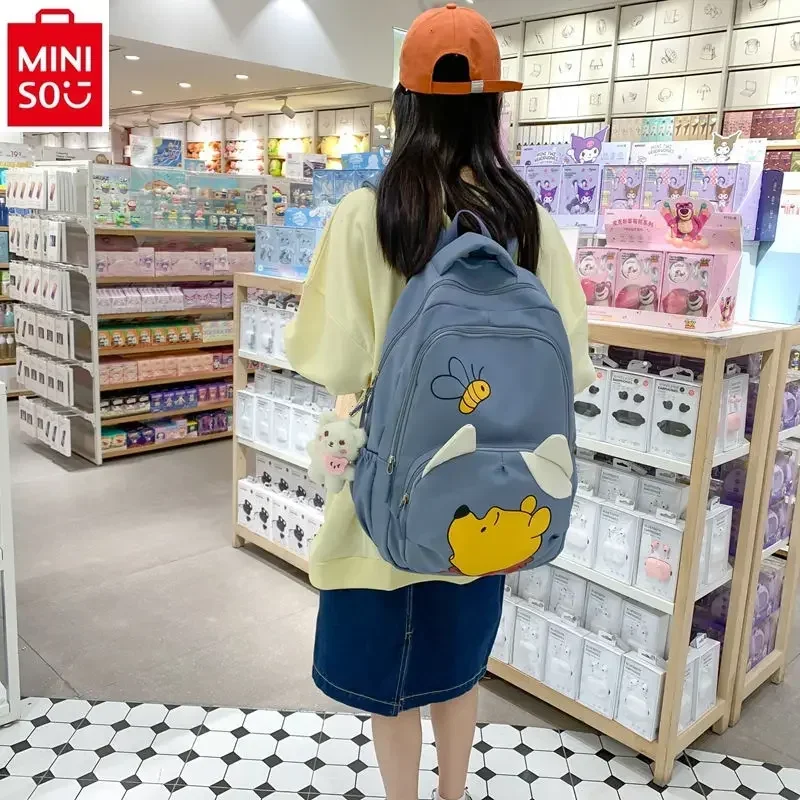 MINISO Disney Cartoon Winnie Bear Student Couple Backpack Casual Large Capacity Graffiti Children's Backpack