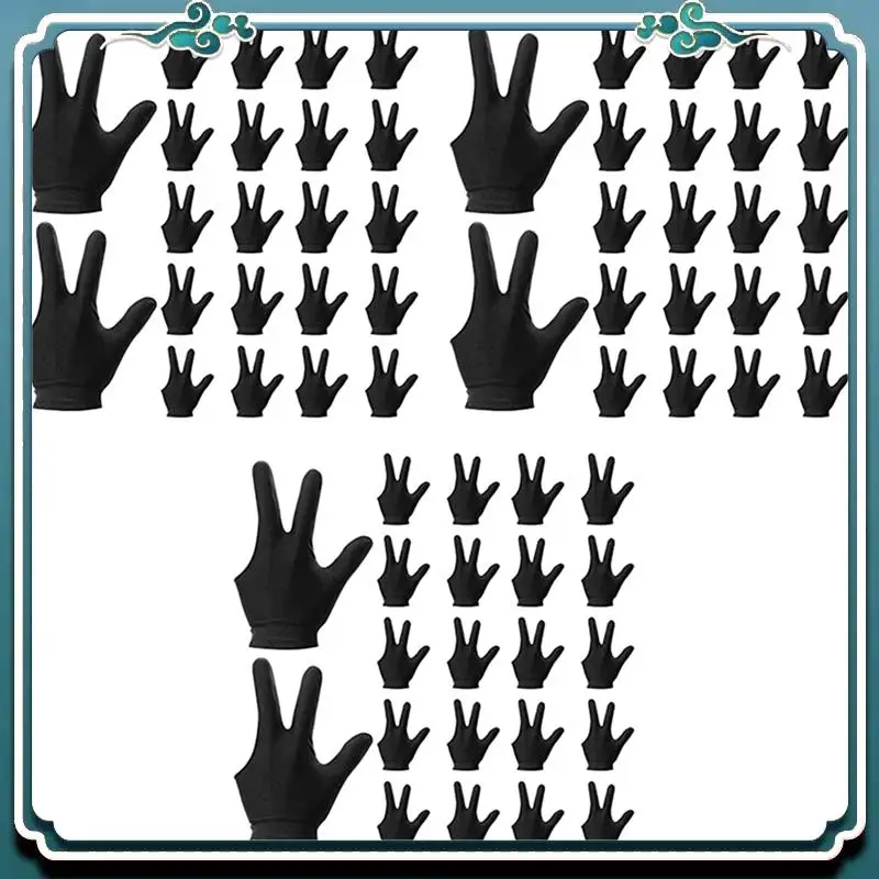 A65G-66 шт. бильярдные перчатки с 3 пальцами, кий, шутер, перчатки для бассейна, спортивные перчатки для женщин и мужчин, как левая и правая рука, черные