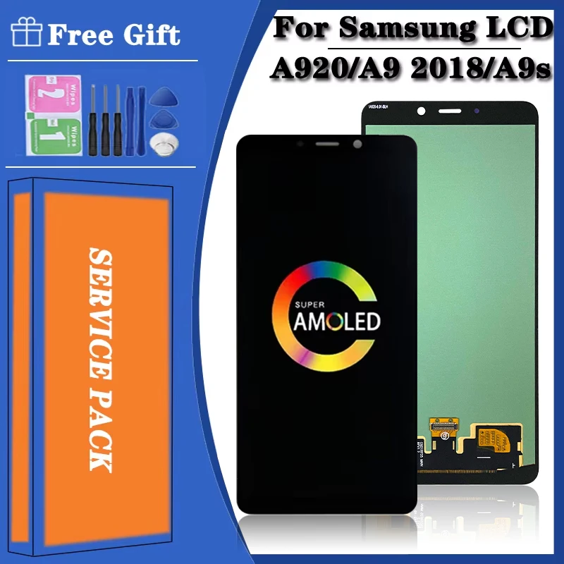 6.3'' Super AMOLED lcd For Samsung  A9 2018 A920 A920F SM-A920F/DS LCD Display Touch Screen Digitizer Assembly Replacement