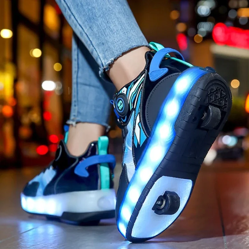 Летающие туфли с невидимой подошвой и колесами. Лидер продаж сезона. Детские прогулочные туфли унисекс с двойными колесами. Роликовые коньки. Развлечения.