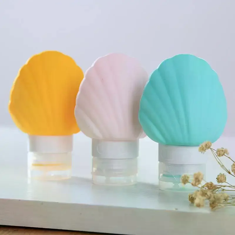 40ml/90ml Portable Dispensing Bottles Shell Silicone Travel Refill Bottle Shampoo Shower Gel Cosmetic Squeeze Containers Tools