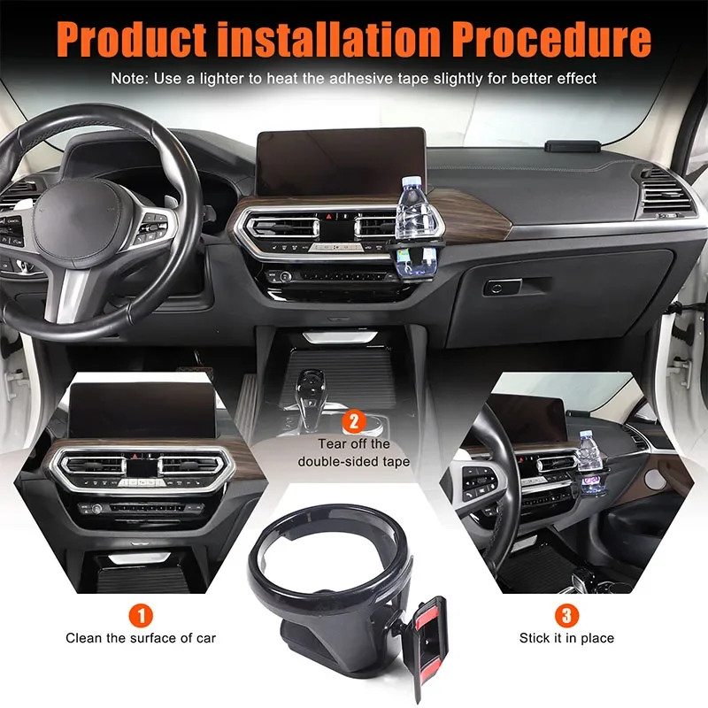 

1Pcs Black For BMW X3 X4 G01 G02 2022-2025 car center control air outlet side mobile phone holder water cup holder accessories