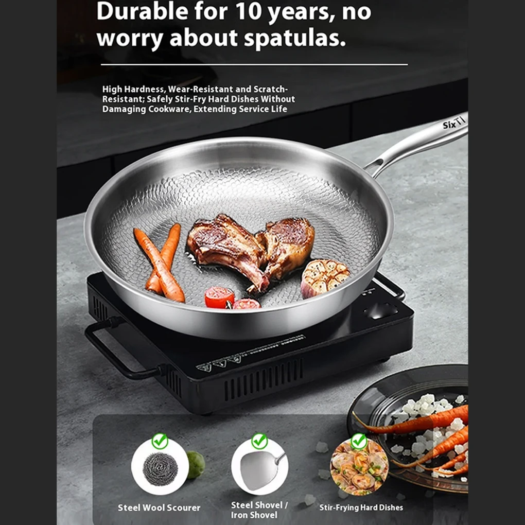 

Сковорода из титановой стали, сковорода с антипригарным покрытием и крышкой, кастрюля из титанового сплава, без покрытия, рыбья чешуя, молоток, кухонная посуда