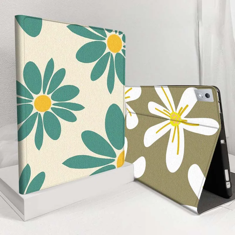 

Daisy Floral Art Pattern For Lenovo Pad Tab Legion Xiaoxin Y900 Y700 K10 M10 P11 3rd Pro GT Plus Gen Cover Tablet Case