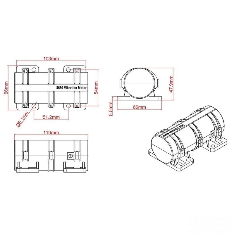 Vibration Motor DC 12V/24V Motor 3800RPM Big Power Electric Massage Bed Industry Vibrator Sieve Vibration Motor 10W