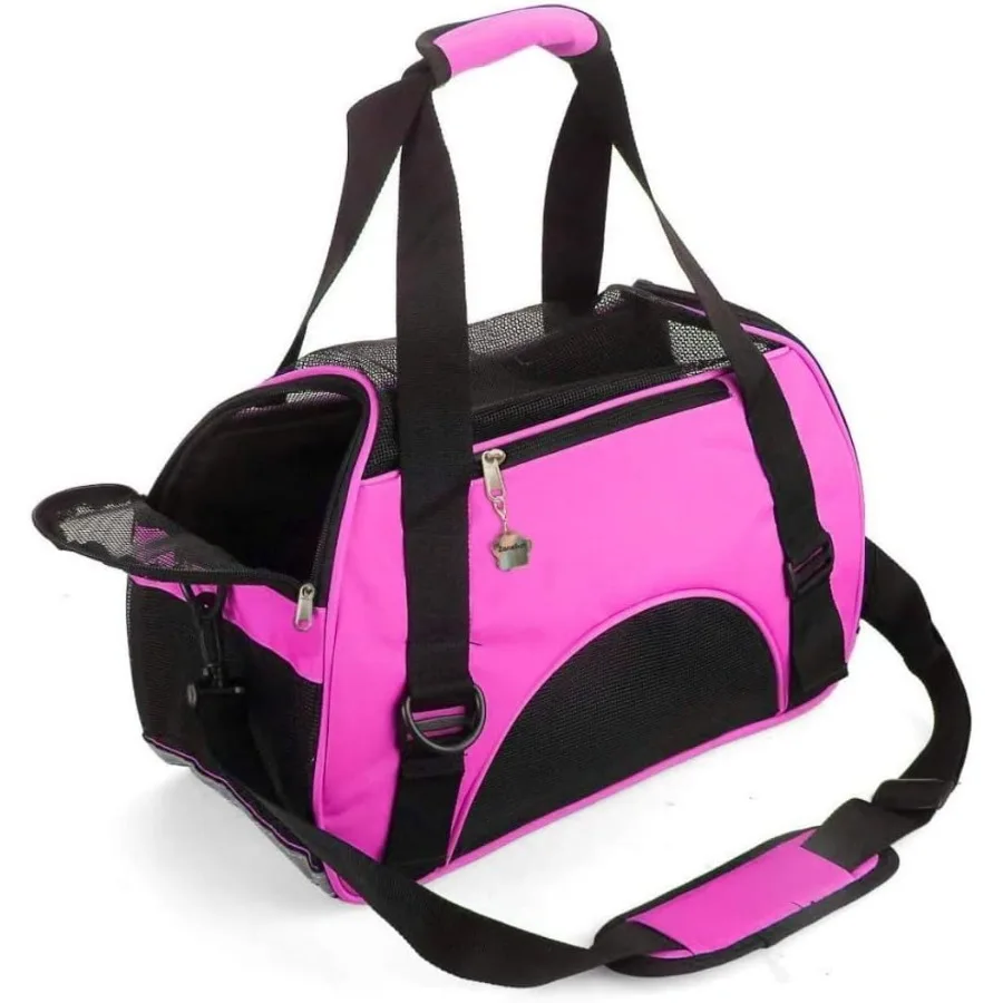 

Cat CarrierSoftSided Pet Travel Carrier for Cats Dogs Puppy Comfort Portable Foldable Pet Bag Airline Approved Small Rosered
