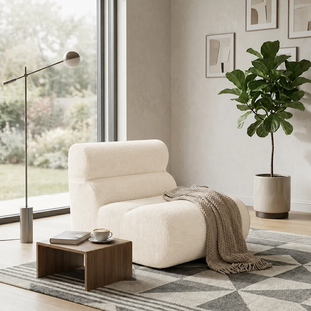 Lazy leisure chair with high-density sponge, frameless structure, comfortable single sofa, ideal for living rooms and bedrooms.