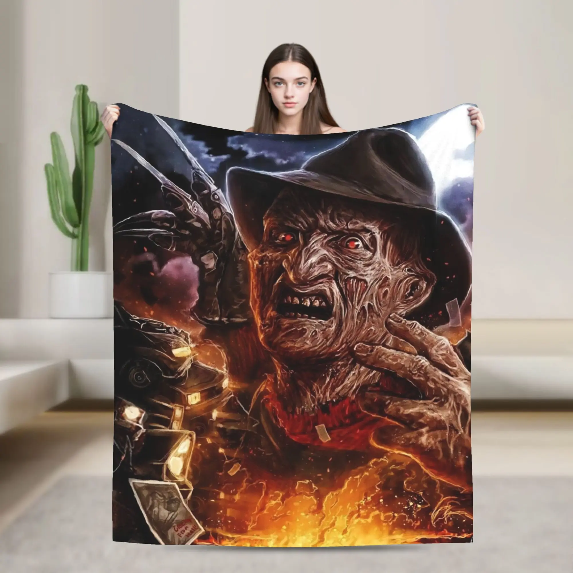 Freddys Krueger Halloween Art Spooky Retro Horror Blanket  Soft Plush Throw Blanket For Couch Chair Picnic Flannel Bedspread Bed