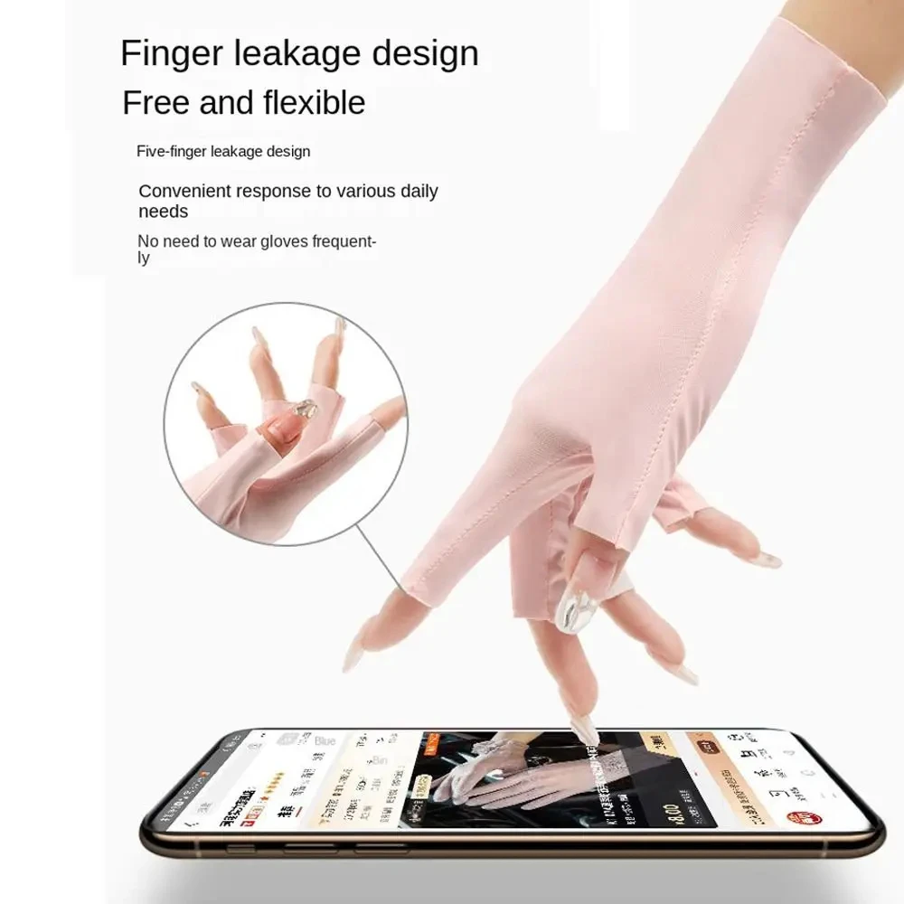 1 Pair Fingerless Gloves Summer Sunscreen UV Protection Multicolor Gloves Woman Driving Gloves Stretch Female Touchscreen