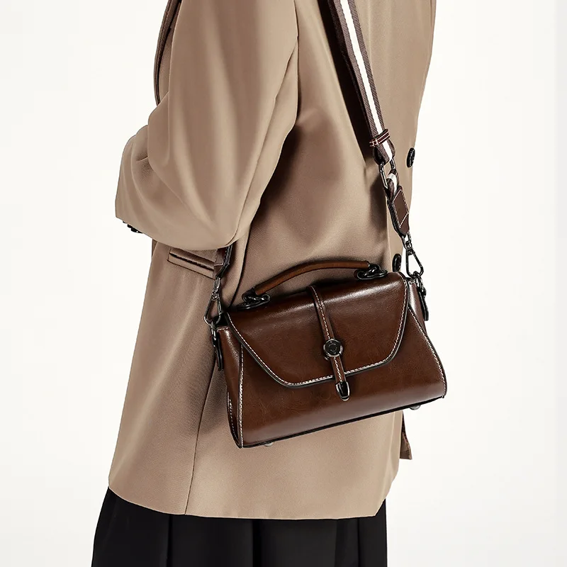 Women's Cow Leather Soft Durable Shoulder Bags Female Fashion Trend Luxury Handbags Ladies Retro Cowhide Crossbody Underarm Bag