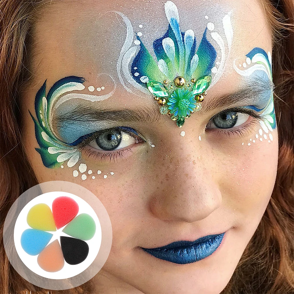 

12pcs Face Paint Sponges for Kids Water Drop Shaped Sponges Art Class and Craft Projects for Halloween Painting Assorted Color