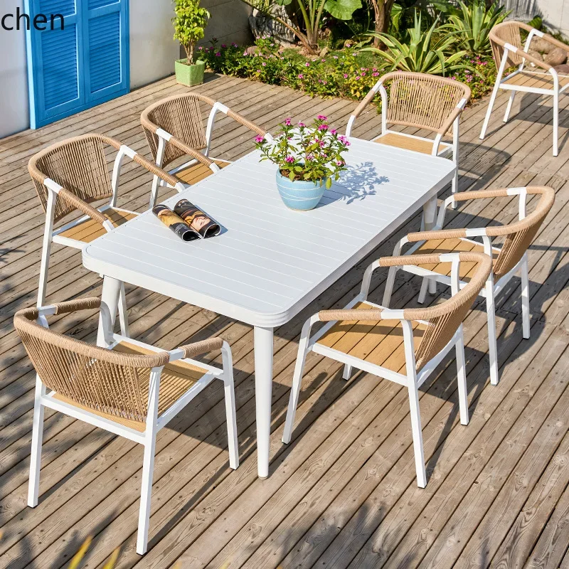 A2-27  outdoor tables and chairs courtyard garden waterproof, sunscreen and preservative wood table and chair combination