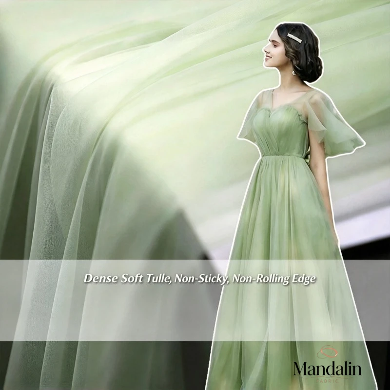 Avocado Green Soft Tulle Fabric Sheer Net Cloth for Bridal Veils Chair Backs Wedding Dresses Skirts  Party Decorations