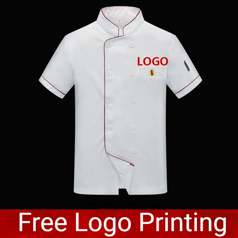 Blanco hombres cocina Chef restaurante uniforme camisa panadería transpirable doble botonadura vestido de Chef blanco mujeres chaquetas de Chef delantal 2022