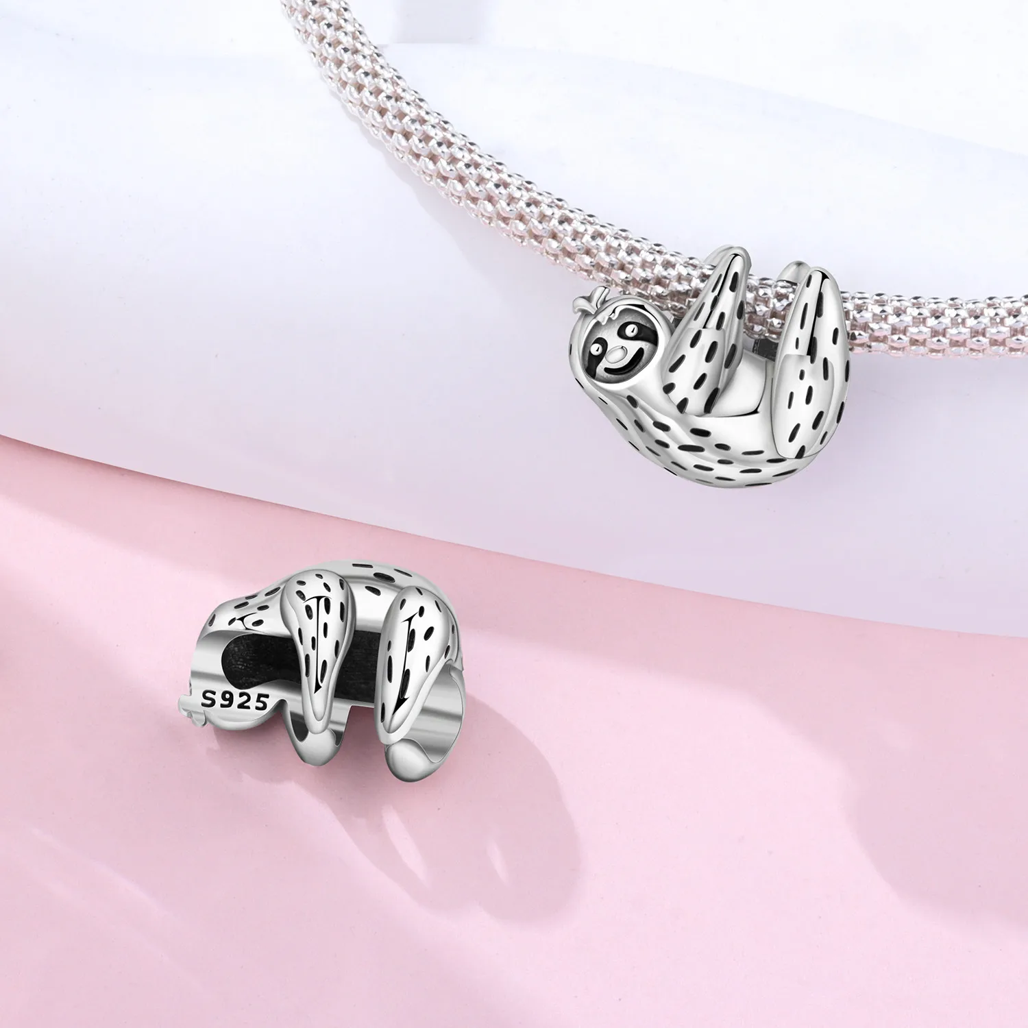 MISEFF S925 Sterling Silver Charm Animals Bird Chameleon Sloth Pendant For Bracelet DIY Jewelry Making Women Birthday Gift