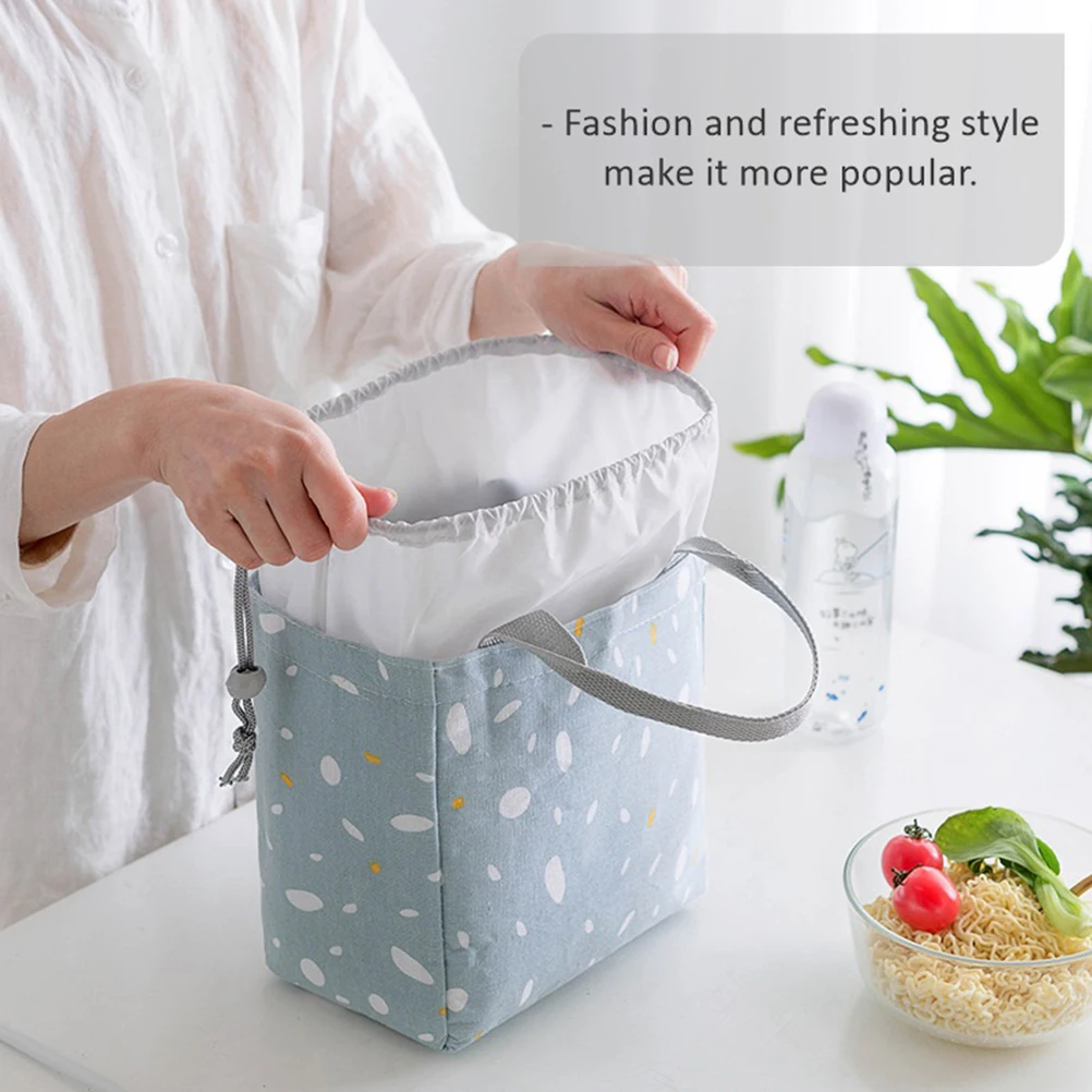 

Lunch Bag Insulated Outdoor Bento Storage Insulation Cool Pouch Blue Drawstring Picnic
