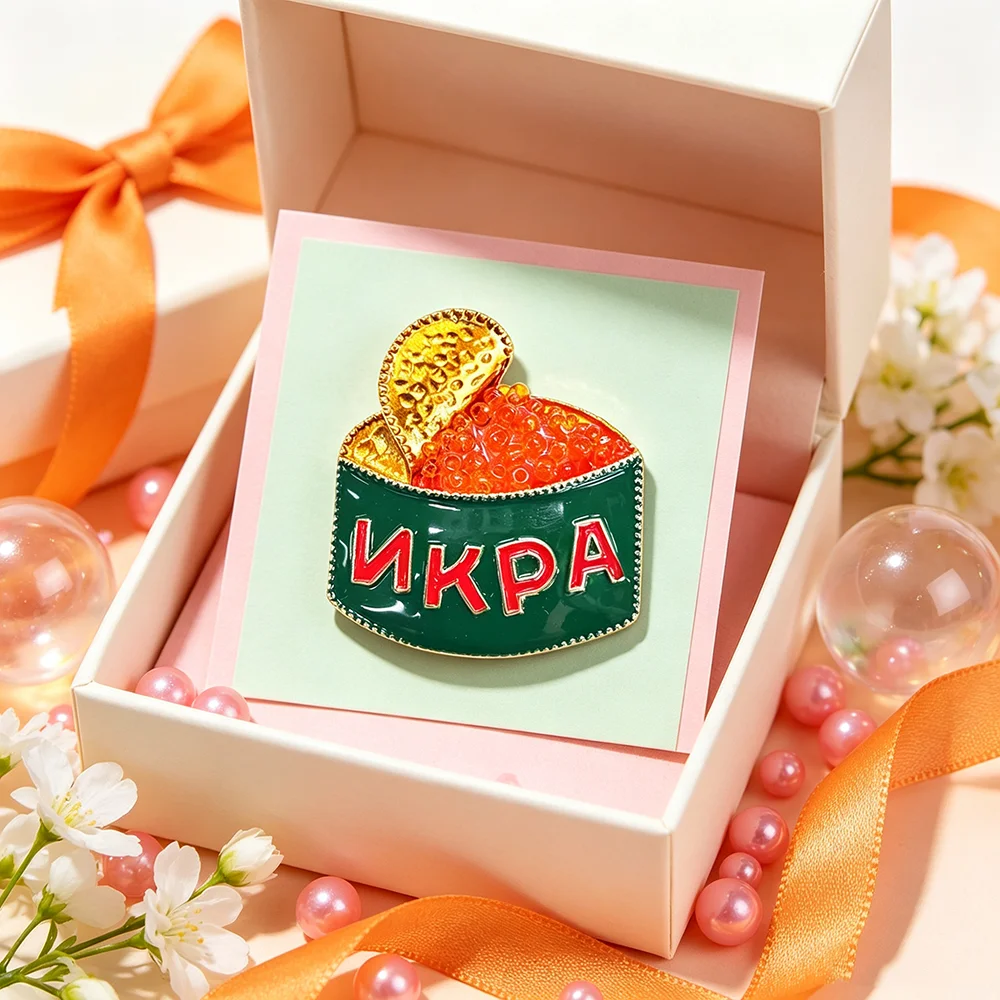 Novelty Canned Caviar Enamel P - огляд і ціна Russian Food Snacks