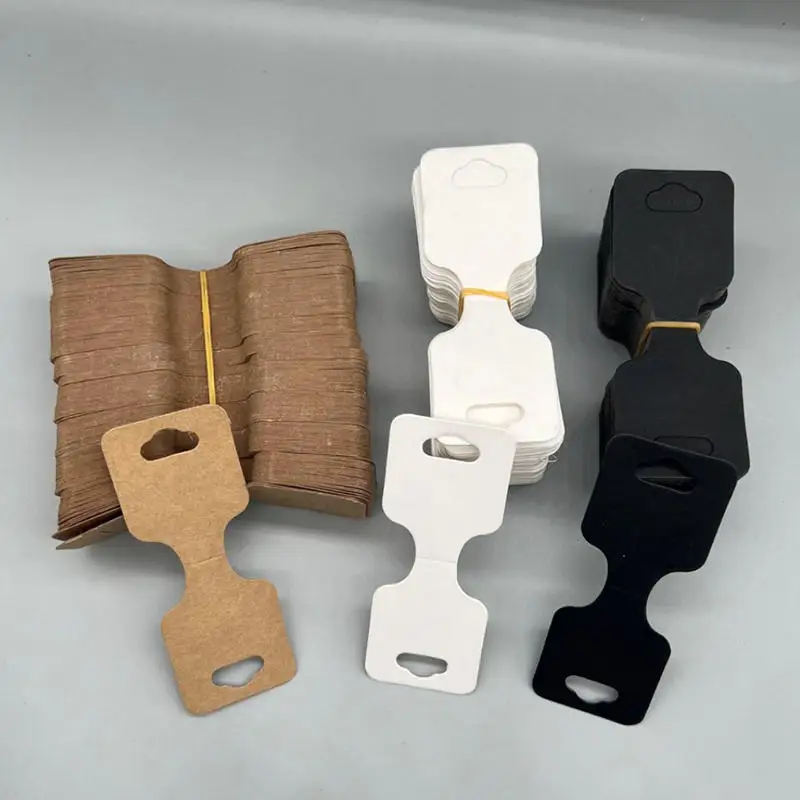 100Pcs Necklace Fold Over Paper Cardboard Self-Adherent Card For Bracelet Jewelry Hanging Price Tag Small Business Packaging
