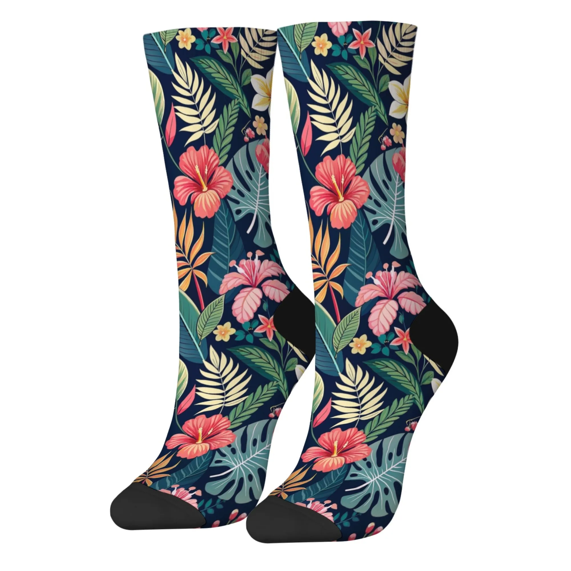 Tropical Floral Retro Fashion Men's Socks Breathable Anti-Slip Outdoor Casual Sports Socks Novelty Funny Happy Crew Socks Gift