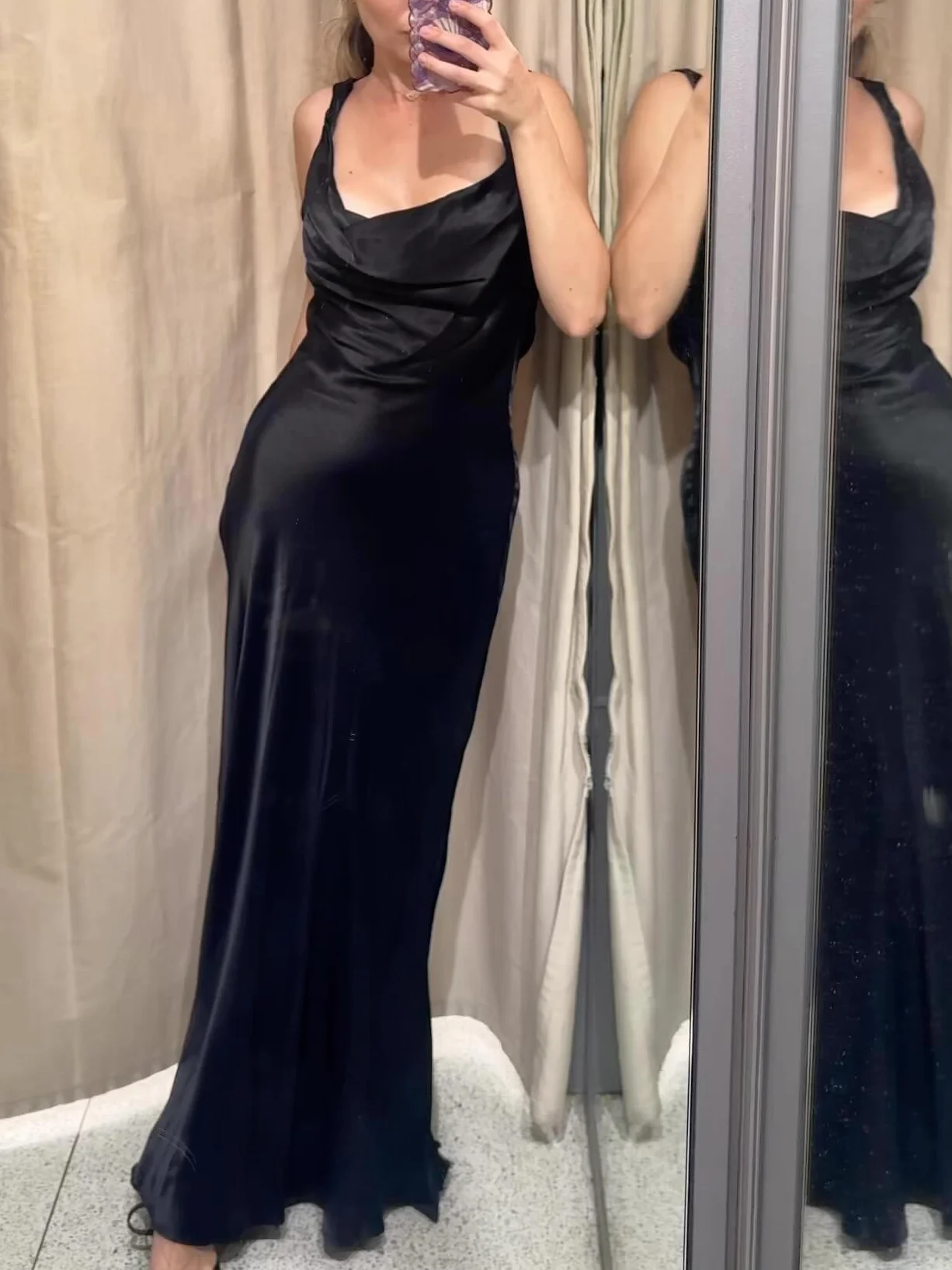 

Women's New Fashion Retro Black Satin Texture Sexy Backless Midi Dress Retro Sleeveless Lace-up Women's Holiday Party Dress