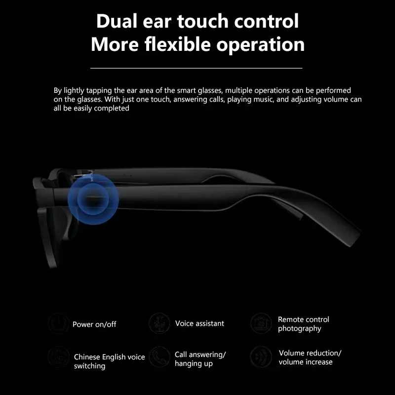 Lenovo New AI Smart Glasses Remote Control Touch Photo Camera Recording Translator Voice Assistant Music Bluetooth Sunglasses image 5