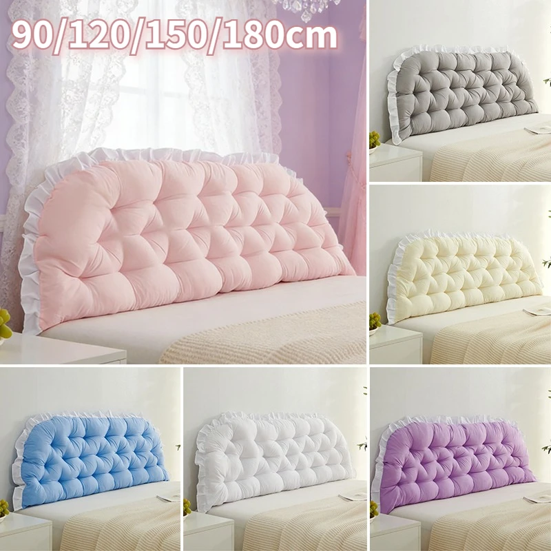 Korean Princess Style Tatami Headboard Pillow Soft with Lace Large Backrest Cushion for Bed Neck Body Support Reading in Bed