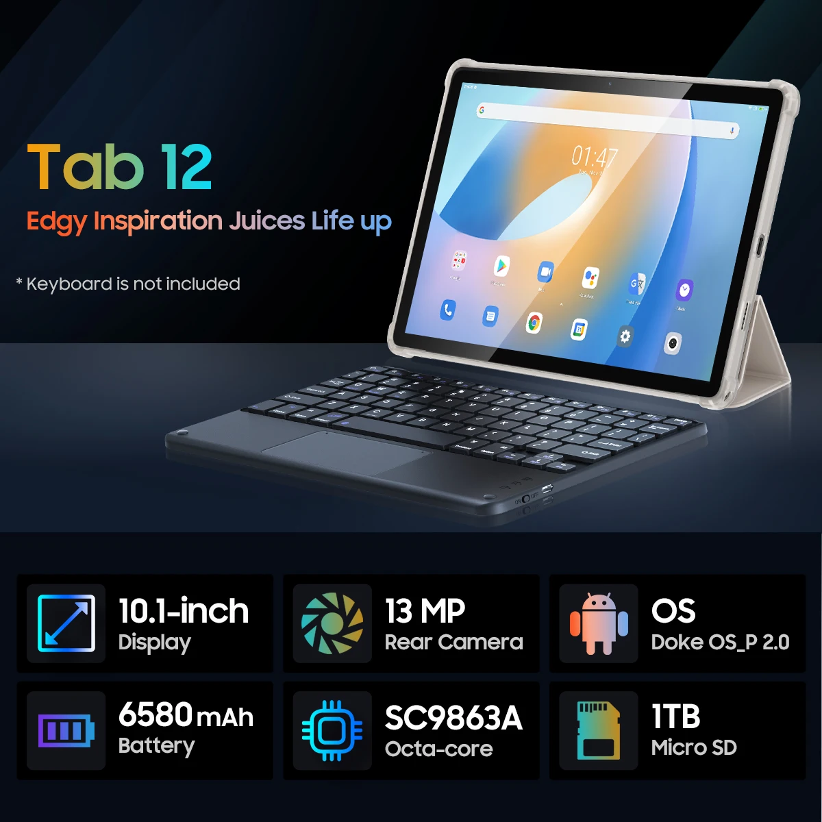 Blackview Tab 12 10.1 Inch Android 11 Unisoc SC9863A Octa Core 4GB RAM 64GB ROM Tablets PC Dual Wifi 6580mAh Ultra Thin Portable