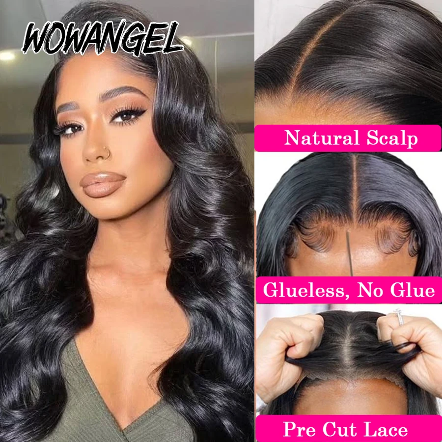 WOWANGEL 34in 9x6 HD Lace Closure Wigs Body Wave Wigs Glueless Wig Human Hair Ready To Wear Melt Skins Remy Brazilian Hair