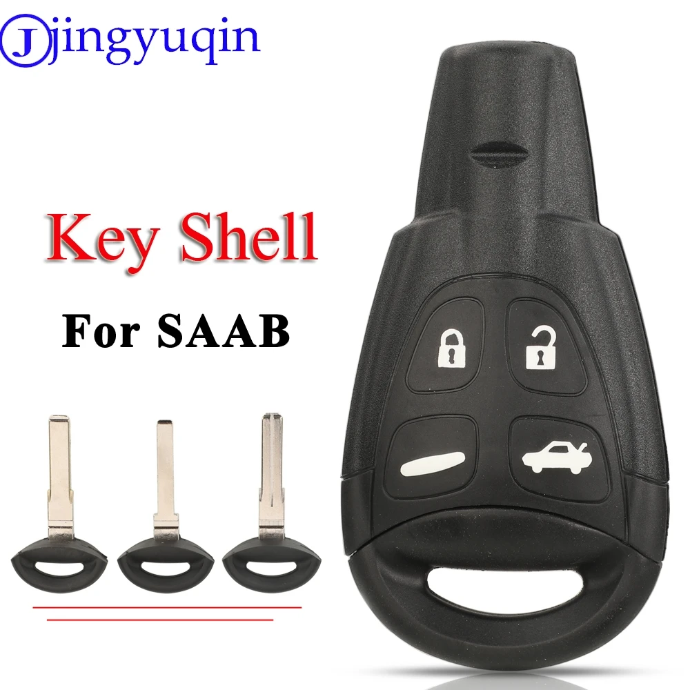 jingyuqin 4Buttons Replacement Remote Car Key Shell Case Fob For SAAB 93 95 9-3 9-5 WF LTQSAAM433TX Uncut Blade Smart Card