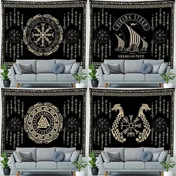 Ancient Viking Meditation Rune Print Pattern Tapestry Home Bedroom Living Room Dormitory Wall Decor Background Cloth