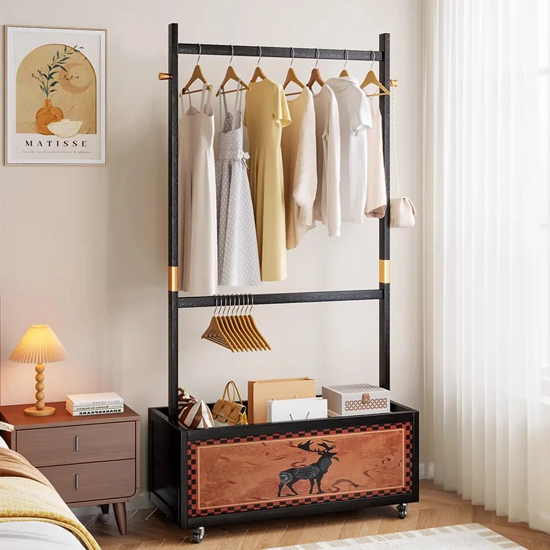 رف معطف العصور الوسطى، شماعة أرضية غرفة النوم، رف متحرك لوضع الملابس #1