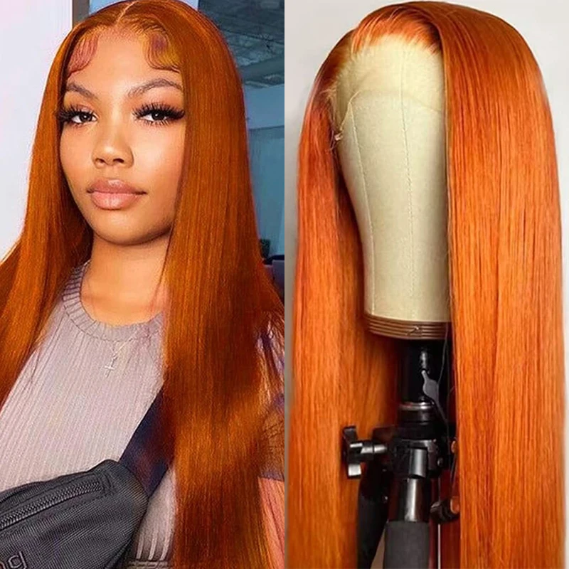 

Mossily Orange Ginger Straight 13x4 13x6 Lace Front Human Hair Wigs 220% 30 40 Inch 350 Colored Lace Frontal Wig Pre Plucked