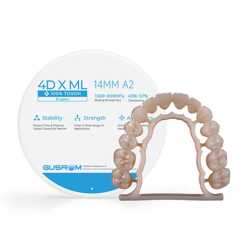 100% Tosoh GUSROM 4D-X ML Dental-Zirkonoxidblock 98X14mm Mehrschichtige Zirkonoxidscheibe für Dentallabor CAD/CAM Krone Brücke 1300–800MPa – Detail 11