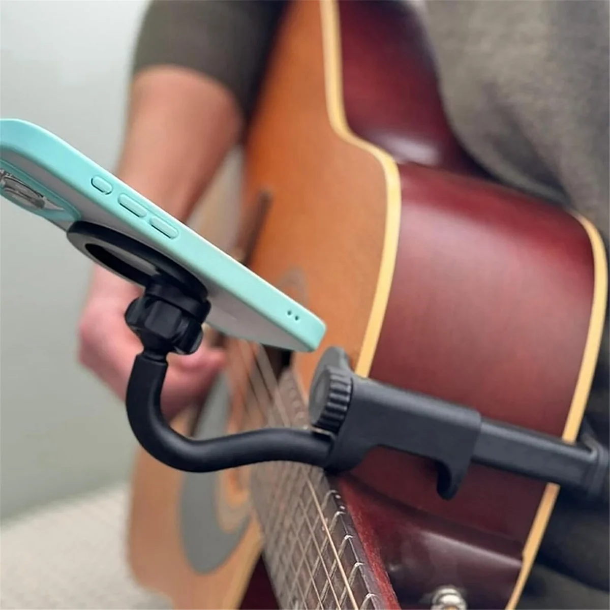 A03R Guitar Phone Holder, Adjustable Guitar Stand, Guitar Phone Holder Mount for Live Streaming Teaching Video Recording