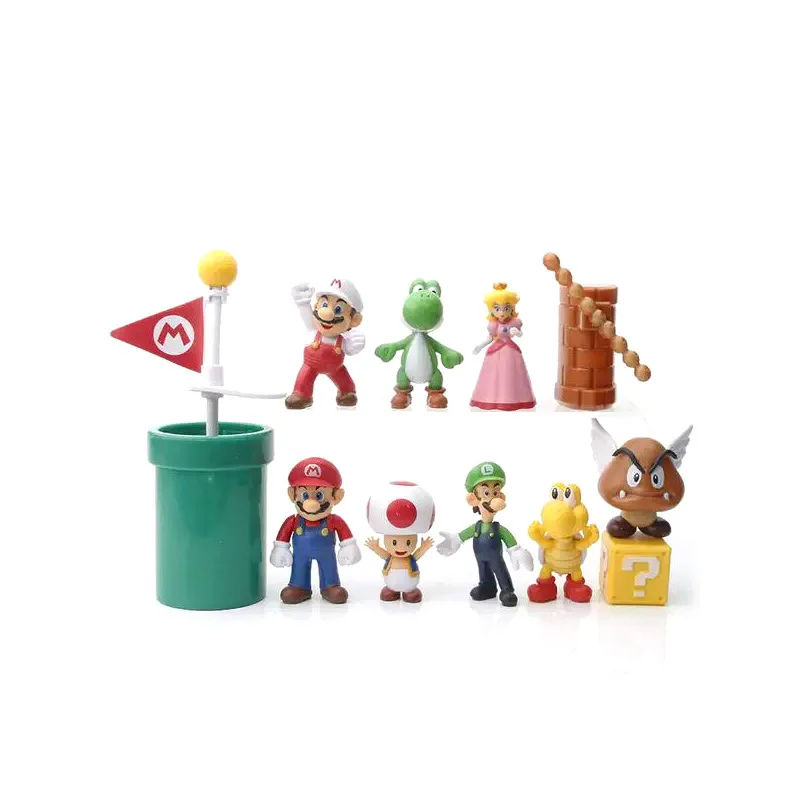 12pcs Super Mario Bros Action Figures Kawaii Mushroom Yoshi Action Model for Kids Friends Charm Ornament Toys Birthday Gifts