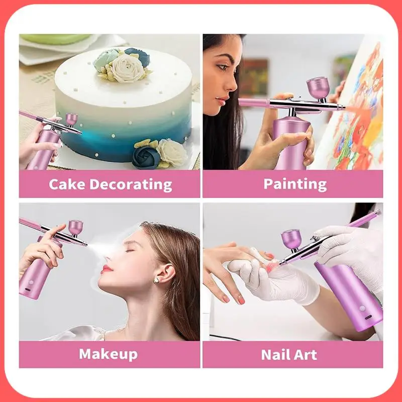 

Airbrush Kit With Compressor,20-30PSI Airbrush With 0.3Mm Nozzle For Painting, Tattoo, Nail Art, Model Coloring Durable ,Pink