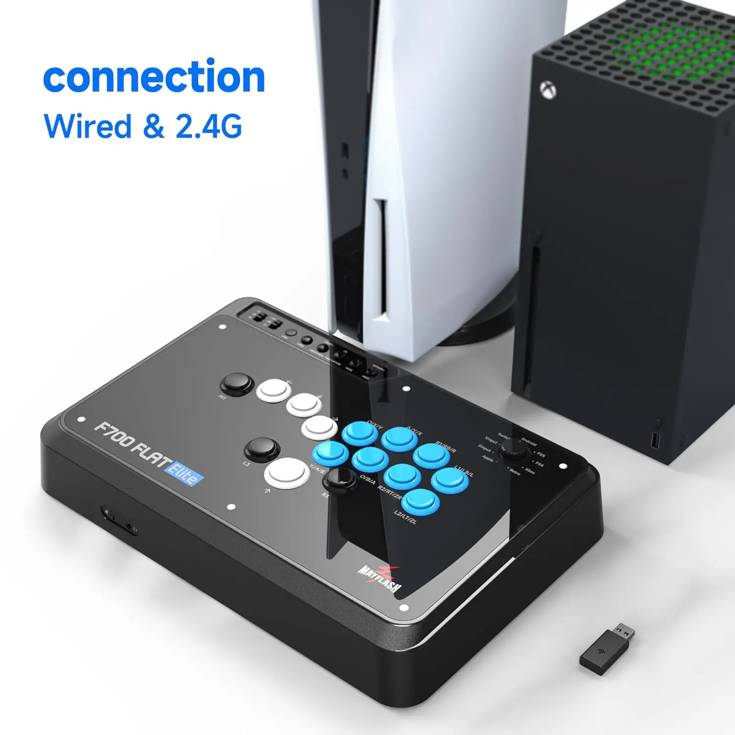 MAYFLASH F700 FLAT Elite Wireless Arcade Stick Leverless All