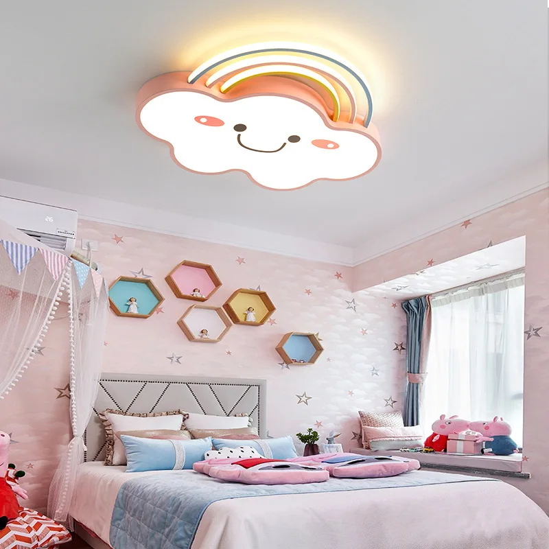 Nordic Ceiling Chandelier Kindergarten Children's Kids Bedroom Lamps for Interior Home Decoration Rainbow Led Ceiling Light