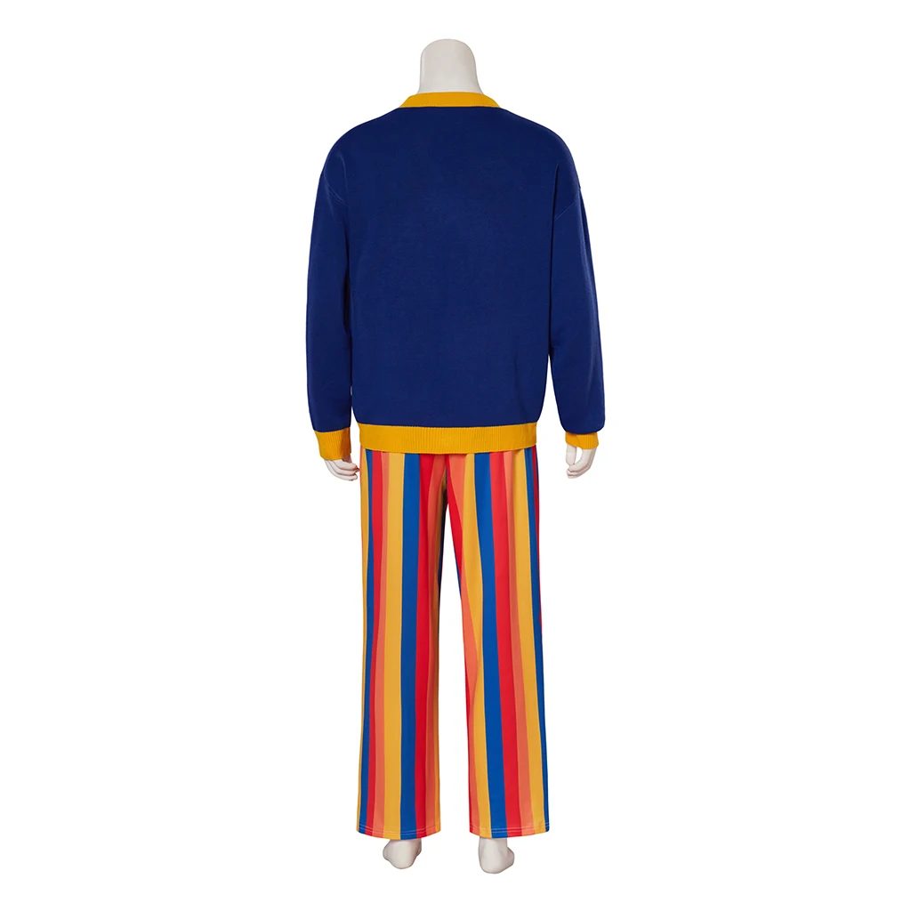 Wally Darling Cosplay Costume Adult Men\'s Blue Cardigan Rainbow Pants Suit Halloween Costume Outfit