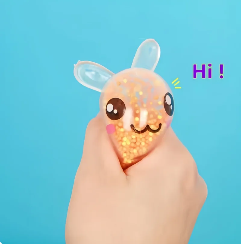 Besch Squishy Bunny Stress Balls with Light Stress Relief Toy Girls Kids Fidget Toys Colorful Rabbit for Easter Basket Stuffers