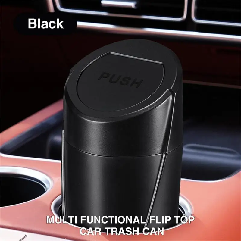 Car Interior Mini Trash Can Dustbin Garbage Bin Storage Case Bucket Push Lid Accessories Universal Caravan RV Truck Off Road