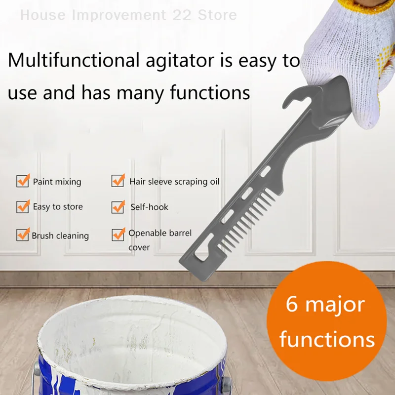 Mezclador de pintura multifuncional con gancho para guantes, adecuado para raspador de tambor de plástico de pintura de látex y pintura a base de agua