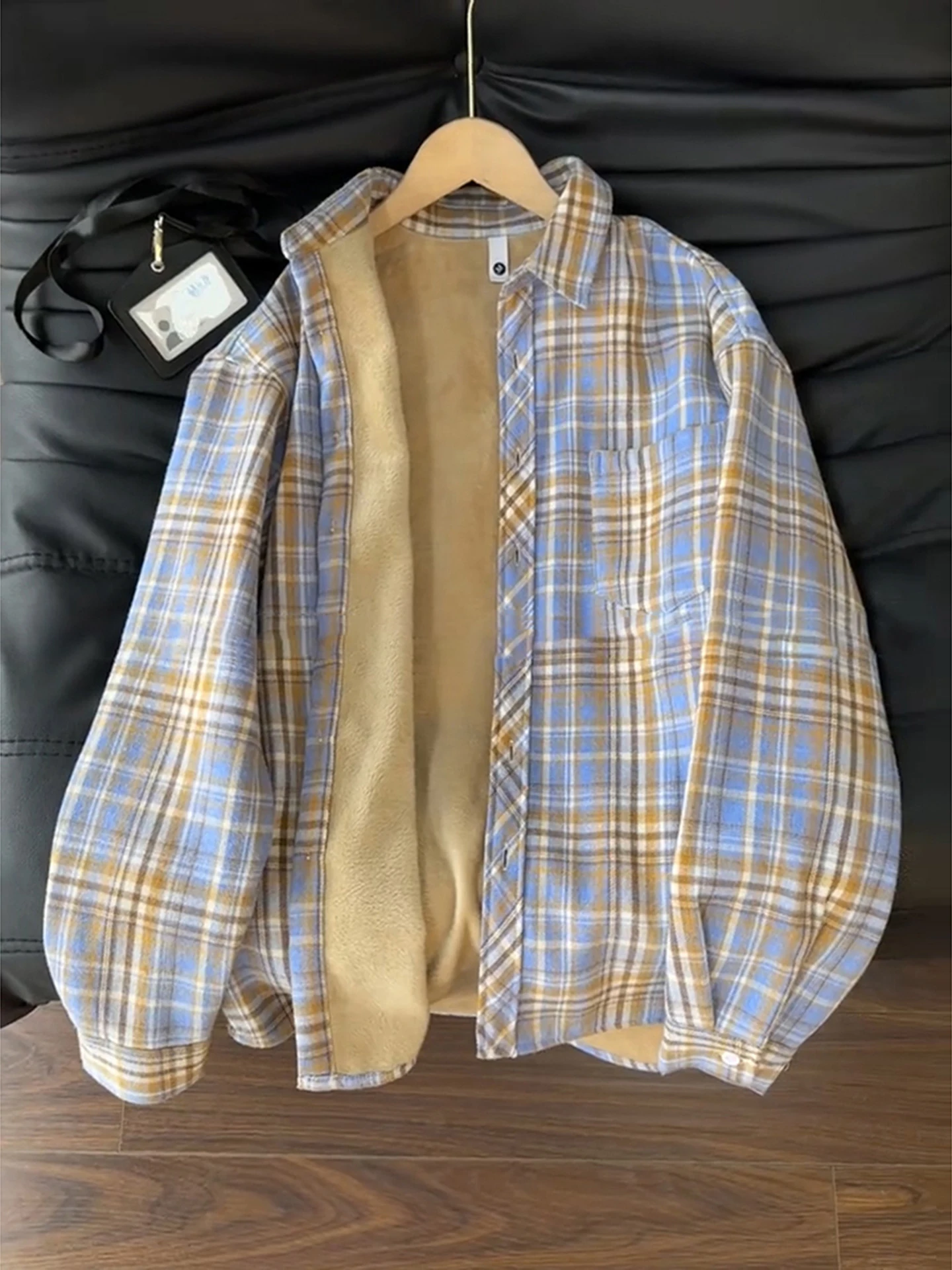 

Пальто-рубашка Cleanfit в желтую клетку с длинными рукавами для мужчин и женщин, осенне-зимнее, утепленное, унисекс, повседневное, из полиэстера